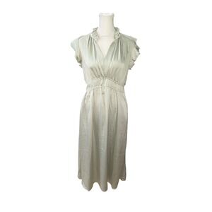 Muse Republic Clothing Sea Foam Green Ruffle Midi Dress Smocked Waist Small NWT